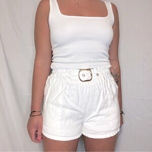 White kittenish xs shorts with belt.
